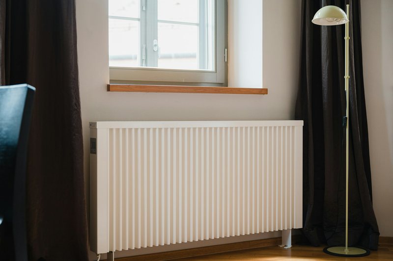Radiator in a warm, bright living room